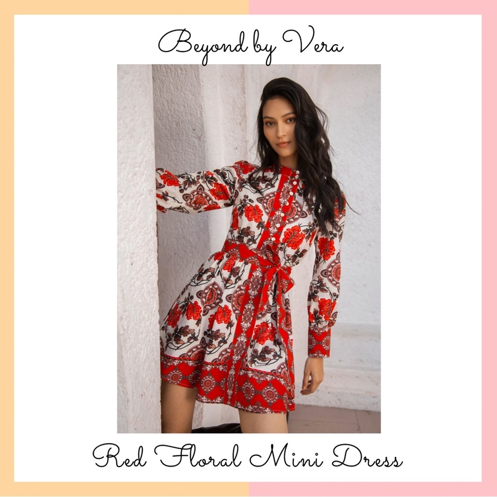 Red Floral Mini Dress
